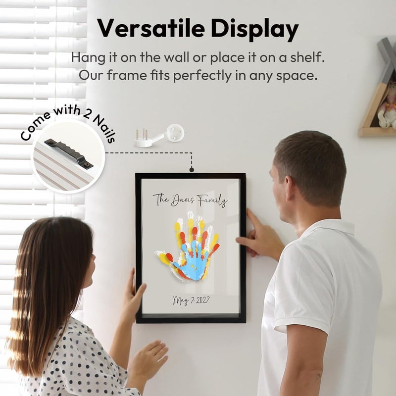Kaciola Family Handprint Kit, DIY Newborn Keepsake Frame, Baby Hand and Footprint Kit, Unique New Baby Gift for Mothers Day Crafts Anniversary (Black) - Image 5